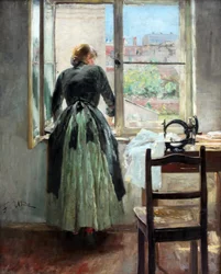 À la fenêtre (Couturière regardant par une fenêtre)